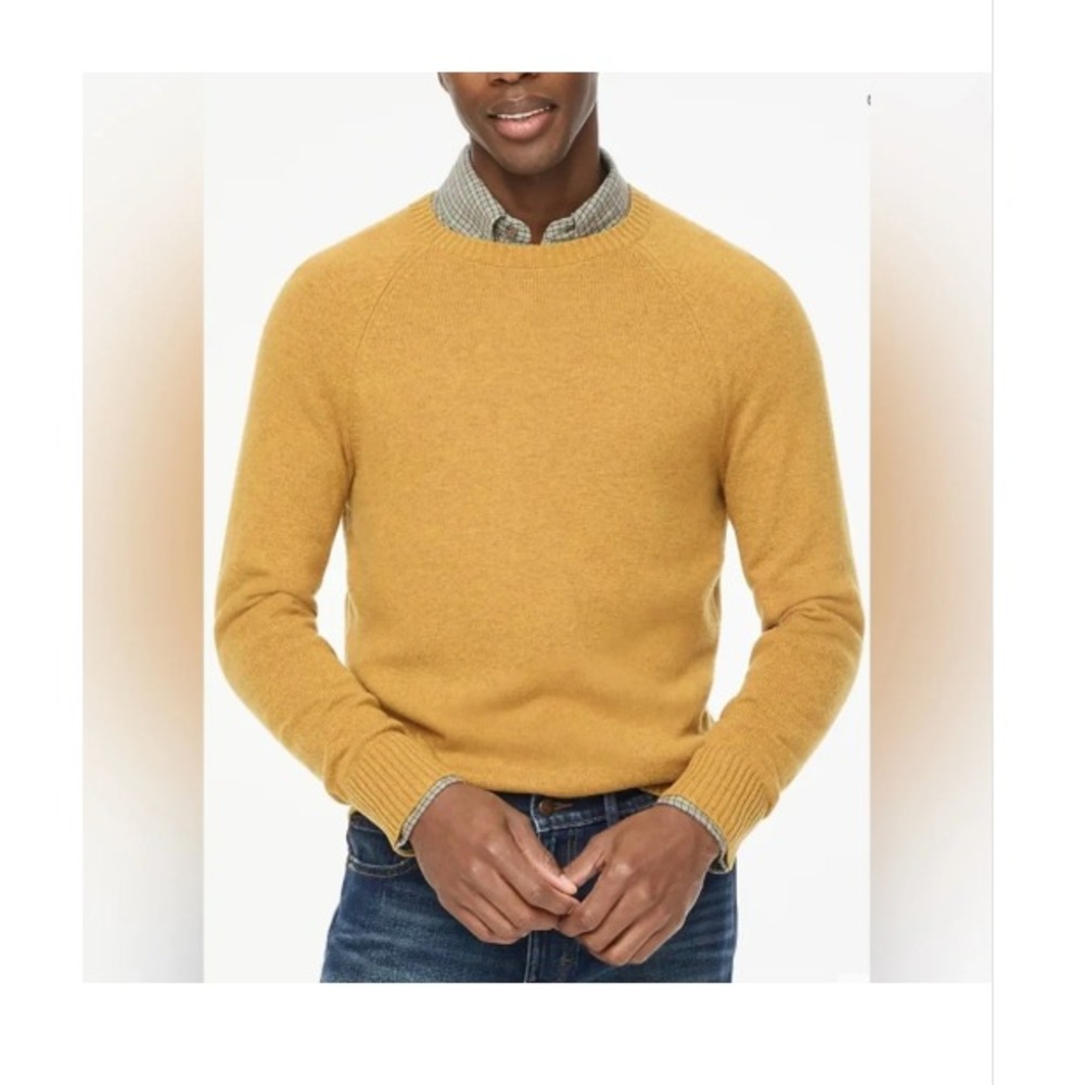 J.Crew Rugged Merino Wool Crew Neck Oversized Sweater Mustard Yellow Mens L